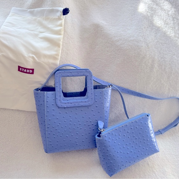 Staud Mini Shirley Bag in Periwinkle Embossed Ostrich - so gorgeous! - Picture 5 of 12